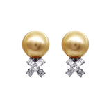 Golden South Sea Pearl Diamond Earrings CH Collection