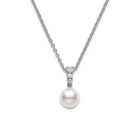 Mikimoto Morning Dew Akoya Pearl Diamond Necklace  Mikimoto