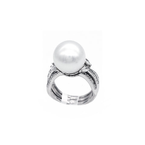 White South Sea Pearl Diamond Ring CH Collection