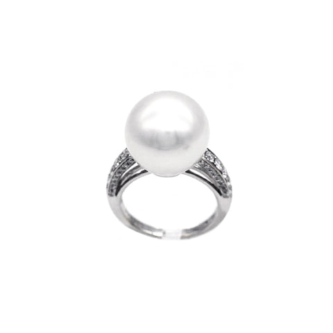 White South Sea Pearl Diamond Ring CH Collection