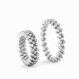 Serafino Consoli Ring Multi Size 3 Rows Full 2 Points White Gold White Diamonds
