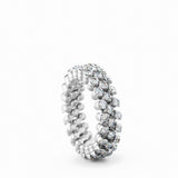 Serafino Consoli Ring Multi Size 3 Rows Full 2 Points White Gold White Diamonds