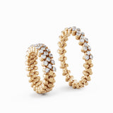 Serafino Consoli Ring Multi Size 3 Rows Half 2 Points Rose Gold White Diamonds