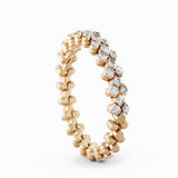 Serafino Consoli Ring Multi Size 3 Rows Half 2 Points Rose Gold White Diamonds