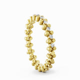 Serafino Consoli Ring Multi Size 3 Rows Half Middle 2 Points Yellow Gold White Diamonds