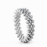 Serafino Consoli Ring Multi Size 5 Rows Half 2 Points White Gold White Diamonds