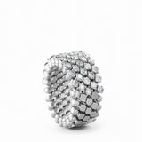 Serafino Consoli Ring Multi Size 5 Rows Half 2 Points White Gold White Diamonds