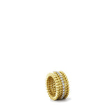 Serafino Consoli Ring Bracelet Alternato 5 Rows Middle 2 Points Yellow Gold White Diamonds