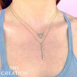 Shy Creation Kate 0.43CT Diamond Open Heart Necklace