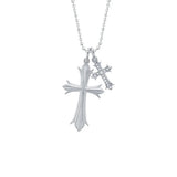 Shy Creation Kate 0.04CT Diamond Matte Cross Faceted Ball Chain Necklace