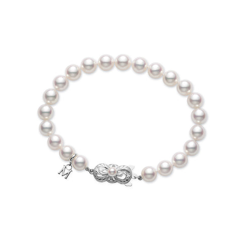 Mikimoto 18K White Gold 7" 6-6.5mm Pearl Bracelet