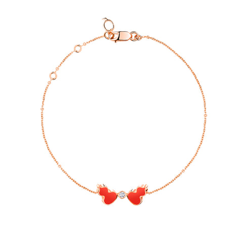 Qeelin Wulu bracelet in 18K rose gold with diamonds and red HyCeram®  Qeelin