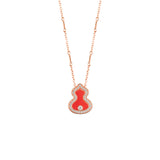 Qeelin Wulu necklace in 18K rose gold with diamonds and red agate  Qeelin