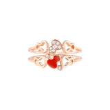 Qeelin Wulu petite ring in 18K rose gold and red HyCeram® set with diamonds