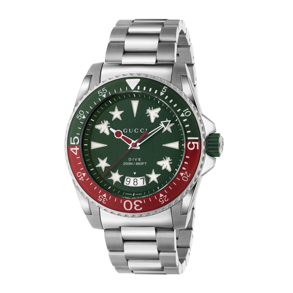 Gucci Dive 45mm Green Dial Steel - YA136222 – Chong Hing