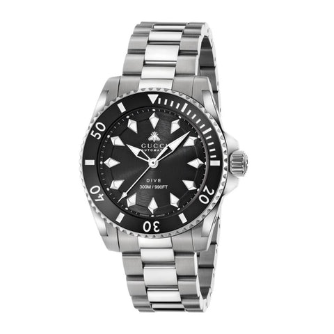 Gucci Dive Automatic S-Steel Black Dial - YA136353 Gucci Timepieces