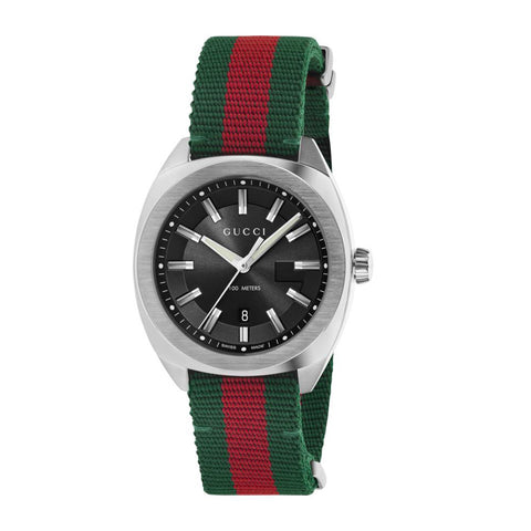 Gucci GG2570 Black Dial Green and Red Nylon Watch - YA142305 Gucci Timepieces