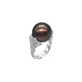 Black South Sea Pearl Diamond Ring