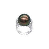 Black South Sea Pearl Diamond Ring