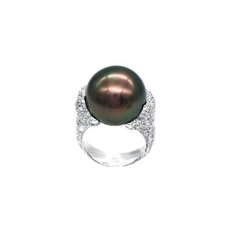 Black South Sea Pearl Diamond Ring