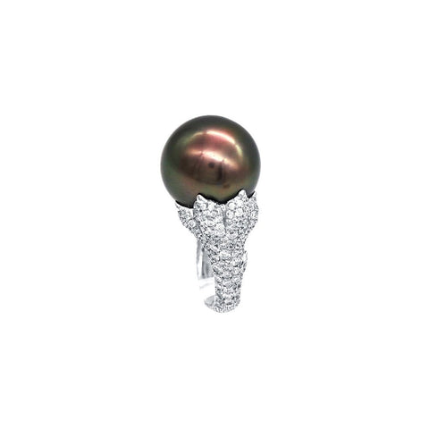 Black South Sea Pearl Diamond Ring