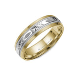 Crown Ring Wedding Band Carved