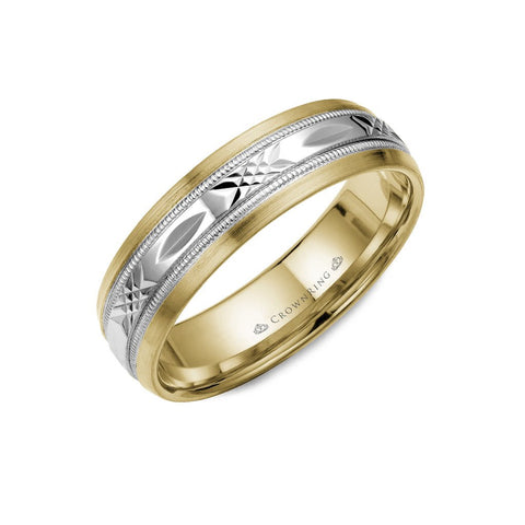 Crown Ring Wedding Band Carved