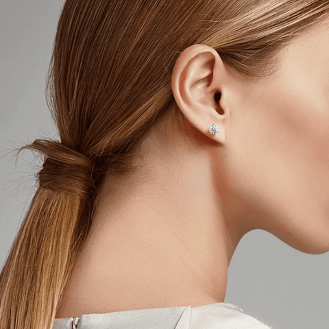 De Beers Forevermark Classic Three Prong Diamond Stud Earrings