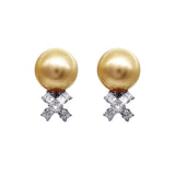 Golden South Sea Pearl Diamond Earrings