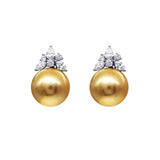 Golden South Sea Pearl Diamond Earrings