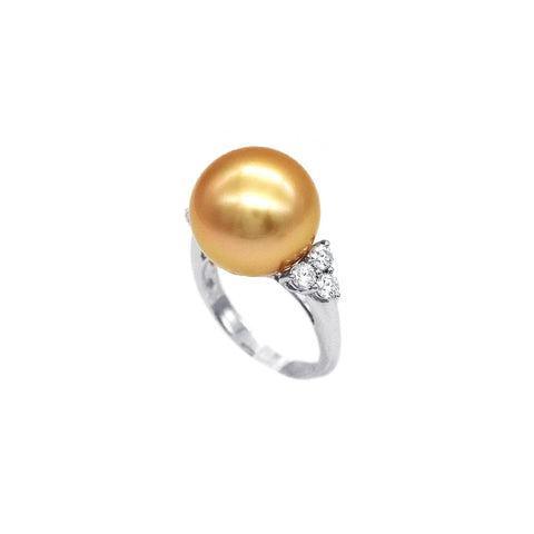 Golden South Sea Pearl Diamond Ring