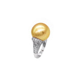 Golden South Sea Pearl Diamond Ring