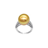 Golden South Sea Pearl Diamond Ring