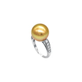 Golden South Sea Pearl Diamond Ring