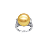 Golden South Sea Pearl Diamond Ring