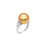 Golden South Sea Pearl Diamond Ring