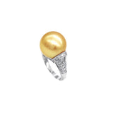 Golden South Sea Pearl Diamond Ring