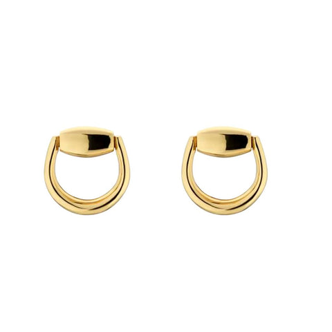 Gucci 18K Yellow Gold Horsebit Stud Earrings