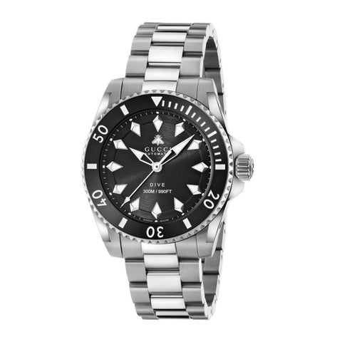 Gucci Dive Automatic S-Steel Black Dial - YA136353