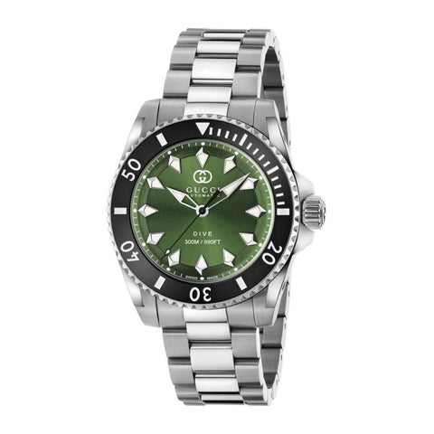 Gucci Dive Green Dial Stainless Steel Watch 40mm - YA136363