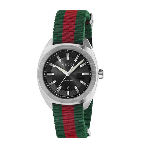 Gucci GG2570 Black Dial Green and Red Nylon Watch - YA142305