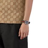 Gucci GG2570 Black Dial Green and Red Nylon Watch - YA142305