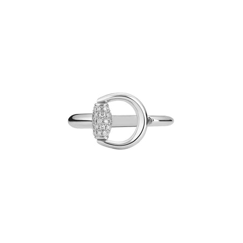 Gucci Horsebit 18K White Gold Diamond Ring
