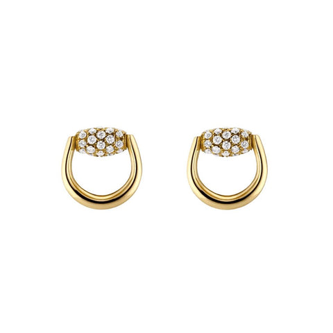 Gucci Horsebit Diamond 18K Stud Earrings