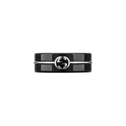 Gucci Interlocking 18K White Gold Corundum Ring