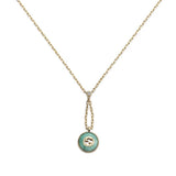 Gucci Interlocking 18K Yellow Gold Amazonite & Diamond Pendant Necklace