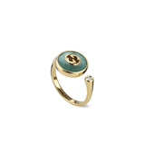 Gucci Interlocking G 18K Yellow Gold Amazonite & Diamond Ring
