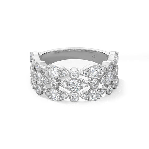 Hearts On Fire Bezel Regal Triple Ring