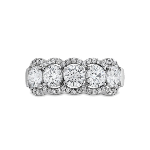 Hearts On Fire Halo 18KW 5 Stone Diamond Band