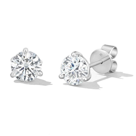 Hearts On Fire Three-Prong Stud Earrings